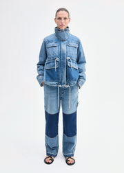 Military Jacket in Patchwork Denim - Indigo - CO Collections